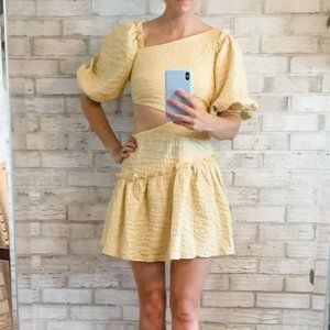 Yellow Cut Out Mini Dress